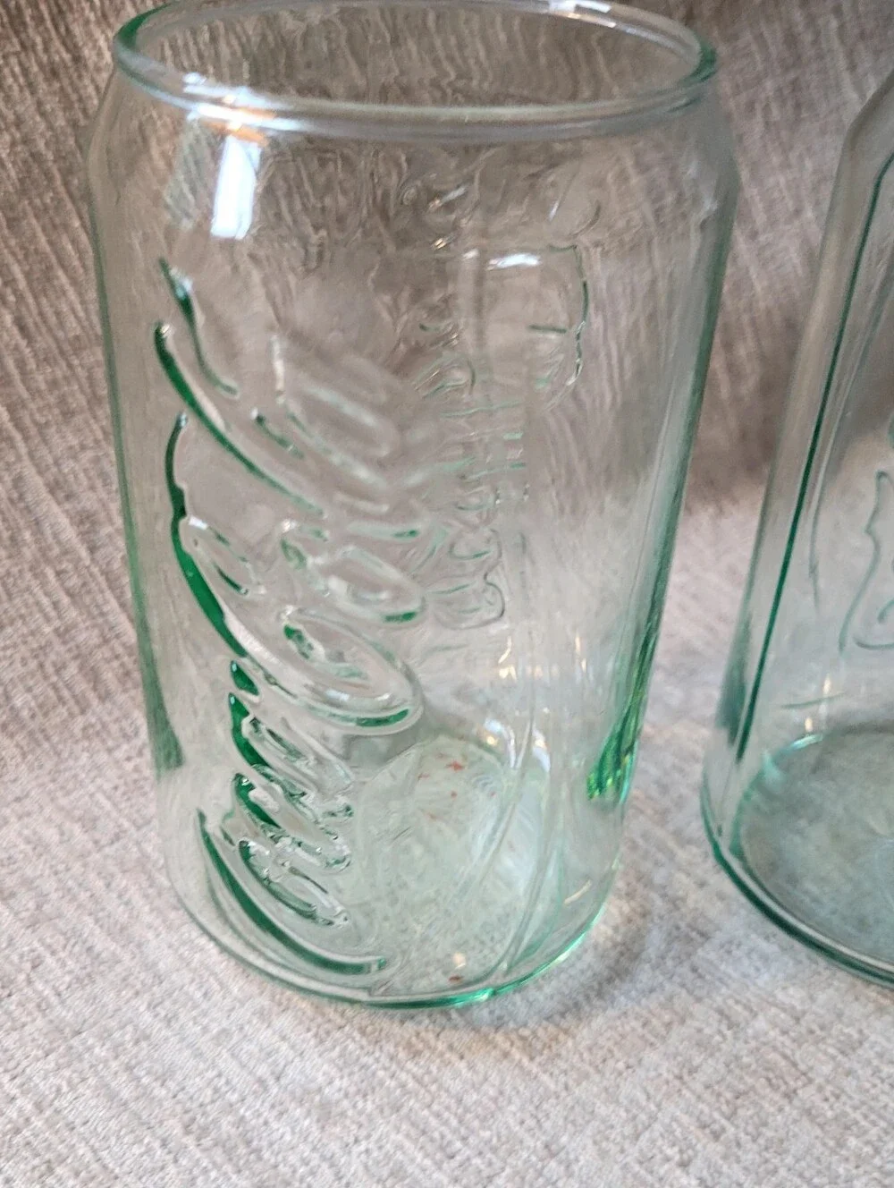 Coca-Cola Embossed Glass Tumbler in Aqua Green